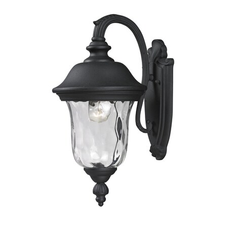 Z-Lite Armstrong Outdoor Wall Light, Black & Clear Waterglass 534S-BK